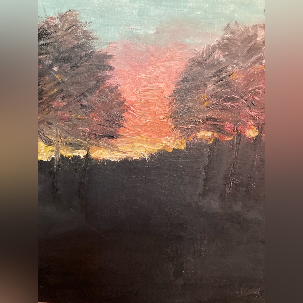 Canvas original painting with sides ready to hang.
